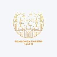 Line art of Mosque for Ramadhan kareem. Illustration of Mosque line art style. Ramadhan kareem background vector
