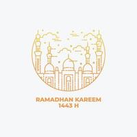 arte lineal de la mezquita para ramadhan kareem. ilustración del estilo de arte de línea de mezquita. fondo de ramadhan kareem vector