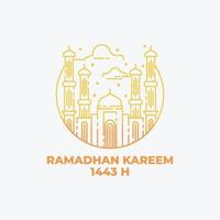 Illustration of a Mosque in line art style. Ramadhan kareem background. Ramadhan Kareem design vector illustration