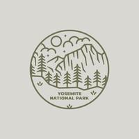 Mountain hill in line style. Yosemite National Park in line style, monoline, linear vector