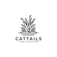 cattail grass in line style, cattail logo line art logo design inspiration, reed icon vector