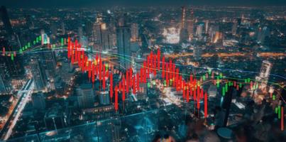 Financial stock graph has down from virus corona outbreak. photo