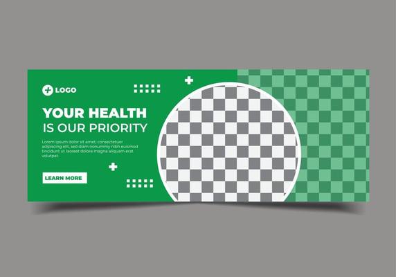 Medical social media post template, health banner template for social media, cover, web banner template