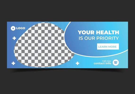 Medical social media post template, health banner template for social media, cover, web banner template