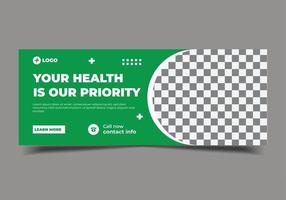 Medical social media post template, health banner template for social media, cover, web banner template vector