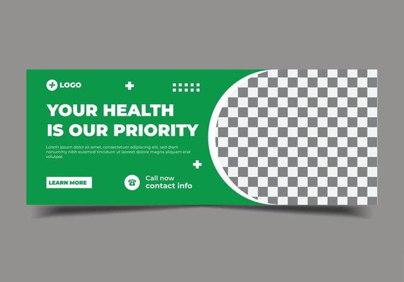 Medical social media post template, health banner template for social media, cover, web banner template