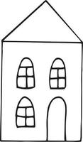 icono de decoración estilo doodle de la casa. dibujado a mano, nórdico, escandinavo. , minimalismo, edificio de tarjeta de cartel de etiqueta monocromática vector