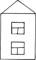 icono de decoración estilo doodle de la casa. dibujado a mano, nórdico, escandinavo. , minimalismo, edificio de tarjeta de cartel de etiqueta monocromática vector