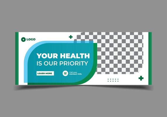 Medical social media post template, health banner template for social media, cover, web banner template