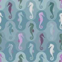 Seamless vector pattern with seahorses in boho style.