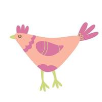 Easter funny decorative hen. Hand drawn flat vector illustration. Great for greeting cards.