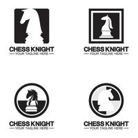 plantilla de vector de diseño de logotipo de silueta de caballo de caballero de ajedrez negro
