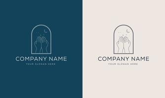 A set of human hand logos in a minimal linear style. Vector logo design Templates
