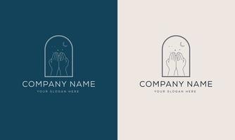 A set of human hand logos in a minimal linear style. Vector logo design Templates