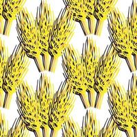 Wheat ears seamless pattern. Golden Rye background. Wheatfield infinite. Seeds yellow field of rye. Grain ornament. vector
