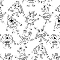 Children's seamless pattern with monsters. Drawn by lines. Idea for children's room, textiles, wallpaper, clothes, posters and other things. vector