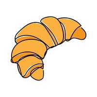 Continuous drawing in one line. Bakery of croissant icons. Line style vector