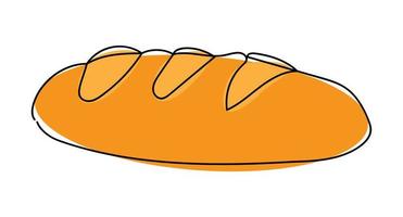 One line bread. Continuous line loaf. baguette minimalistic design. bakery line art. Cafe good morning pastry. design vector. breakfast. Vector illustration
