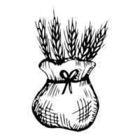 bag of wheat grains vector in vintage style