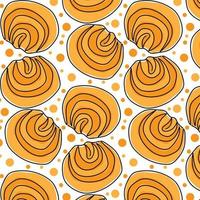 Cute cosy cinnamon bun seamless pattern for background, wrap, fabric, textile, wrap, surface, web and print design. Colorful red and orange folk style hand drawn winter bakery. vector