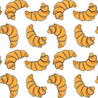 Vector seamless pattern of colored hand drawn doodle sketch croissant isolated on white background