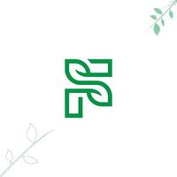 F letter leaves shape eco logo template simple and modern for your brand, company etc. vector