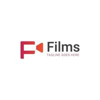 F letter plus film movie camera symbol logo vector