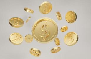 explosión de monedas de oro con signo de dólar. concepto de jackpot o casino poke. representación 3d