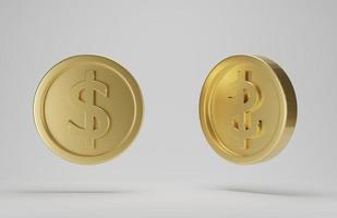 Gold coin with dollar sign on white background. 3d rendering. photo