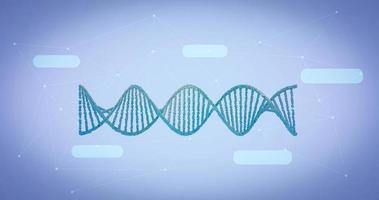 Green double helix DNA on blue background. Dots and line networks belong to DNA strands. photo