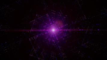 Digital tunnel of cyberspace with particles and lighting, Technology network connections abstract background concept. photo