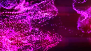 partículas fluidas de color rosa y púrpura que fluyen hermoso fondo abstracto, líquido y ligero con profundidad de campo. foto