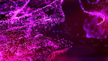 partículas fluidas de color rosa y púrpura que fluyen hermoso fondo abstracto, líquido y ligero con profundidad de campo. foto