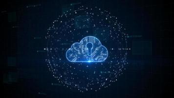 Cloud computing of cyber security, digital data network protection. High-speed connection data analysis. Technology data binary code network conveying connectivity background concept. photo