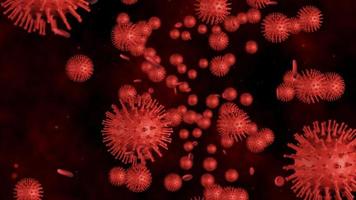 3d render Coronavirus, Virus of flu or microorganism. Rapid multiplication of bacteria Infection. Red color background.