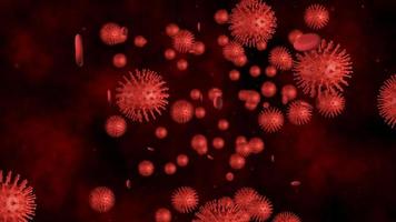 3d render Coronavirus, Virus of flu or microorganism. Rapid multiplication of bacteria Infection. Red color background. photo