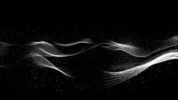 flujo de onda de partículas digitales de color blanco y negro con bokeh y polvo, fondo abstracto digital foto
