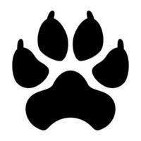 Dogs footprint imprint icon. Wide black paw of large powerful beast with clear markings and adult sharp vector claws