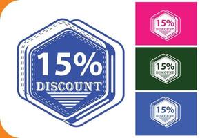 15 percent off new offer logo and icon design template vector