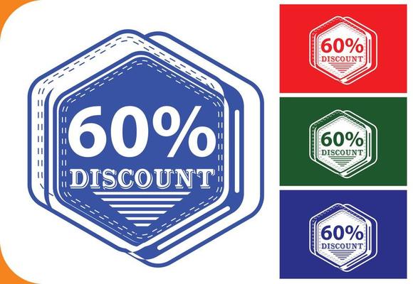60 percent off new offer logo and icon design template