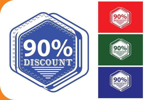 90 percent off new offer logo and icon design template