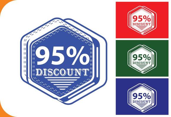 95 percent off new offer logo and icon design template