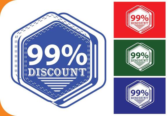 99 percent off new offer logo and icon design template