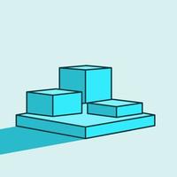 three square product display podium cartoon vector isolated object