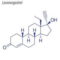 Vector Skeletal formula of Levonorgestrel. Drug chemical molecul