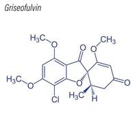 fórmula esquelética vectorial de griseofulvina. molécula química del fármaco. vector