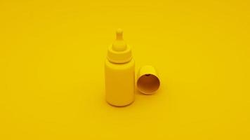 biberón aislado sobre fondo amarillo. ilustración 3d foto