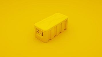 Military box with explosive isolated on yellow background. 3d illustration photo