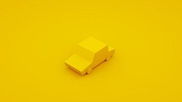 Isometric low poly car isolated on yellow background. 3d illustration photo