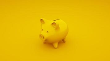 Piggy bank isolated on yellow background. 3d illustration photo